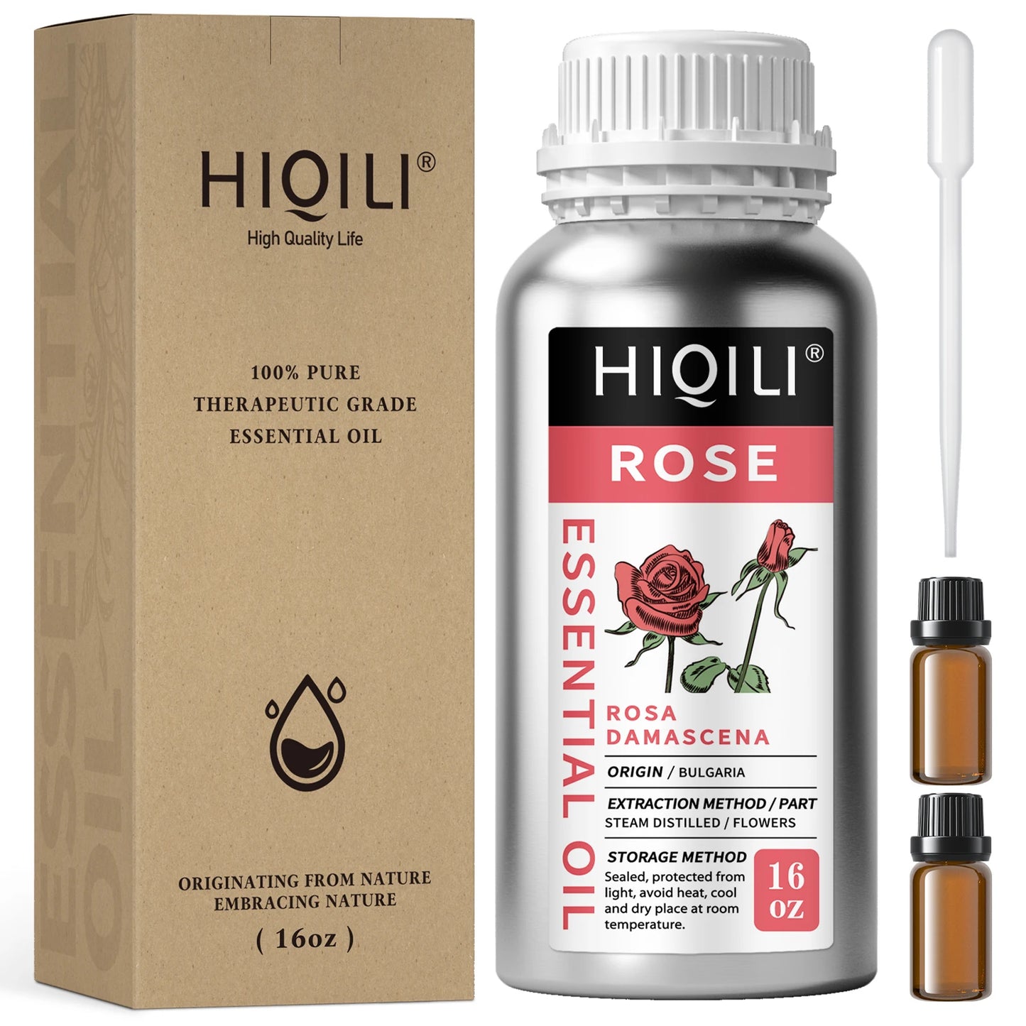 HIQILI 500ML Pure Rose Ginger Peppermint Cinnamon Essential Oil for Diffuser Aromatherapy Skin Care Massage & DIY Body Lotion