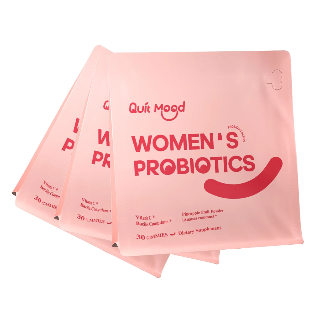 Quitmood Feminine Balance Gummies - Hawaiian Pineapple - Women's Probiotics- ph Balance - Individual Package - 30 Gummies
