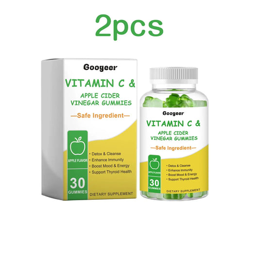 Googeer 30pc Vitamin C Apple Cider Vinegar Gummies Dietary Supplement Immunity Digestion Boost Reduce Fat Detox Entrance Gummies