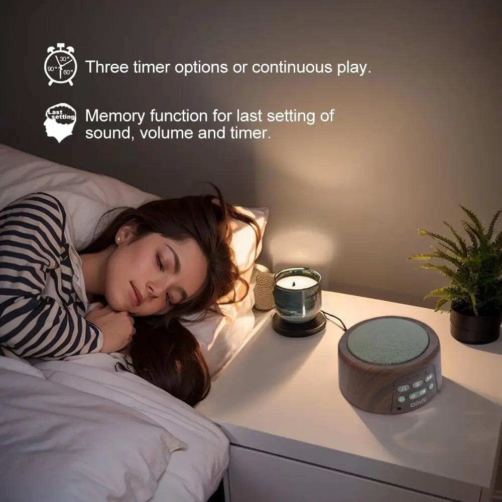 Brown Wood Grain White Noise Machine with 27 Soothing Sounds, Timer & Memory for Sleep Therapy at Home or Travel