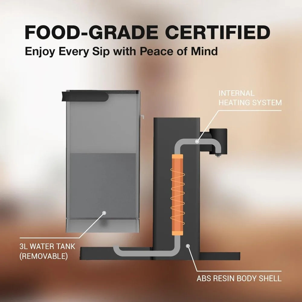 AIRHOP Instant Hot Water Dispenser, Quick Heating Countertop Water Dispenser with Child Locks, Adjustable 5 Temp 3 Water Volume