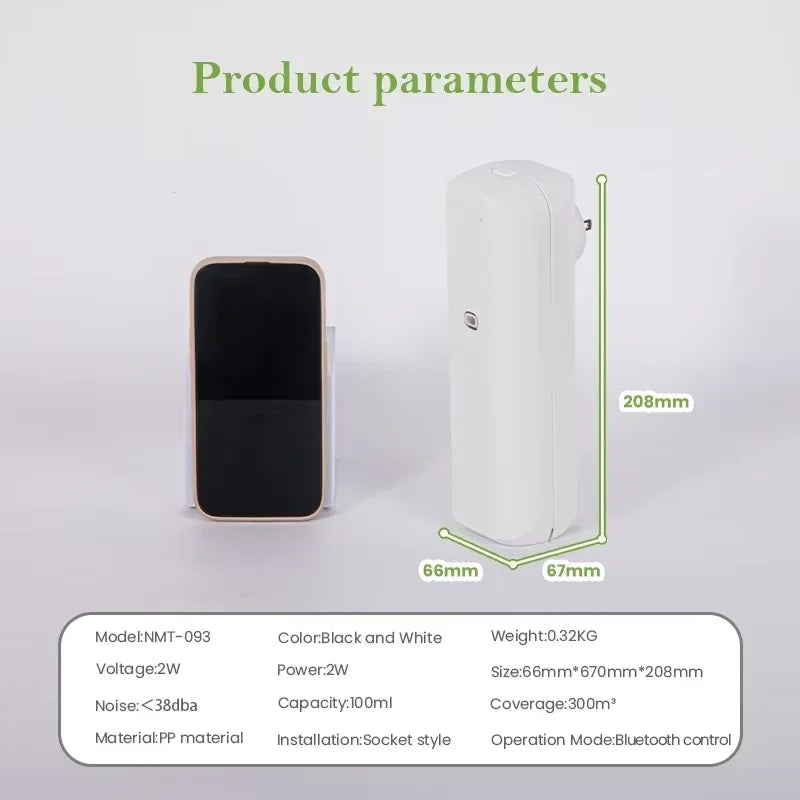 Socket Model Home Fragrance Perfume Aroma Diffuser Room Air Freshener 300m³ Bluetooth APP 100ML Essential Oil Capacity