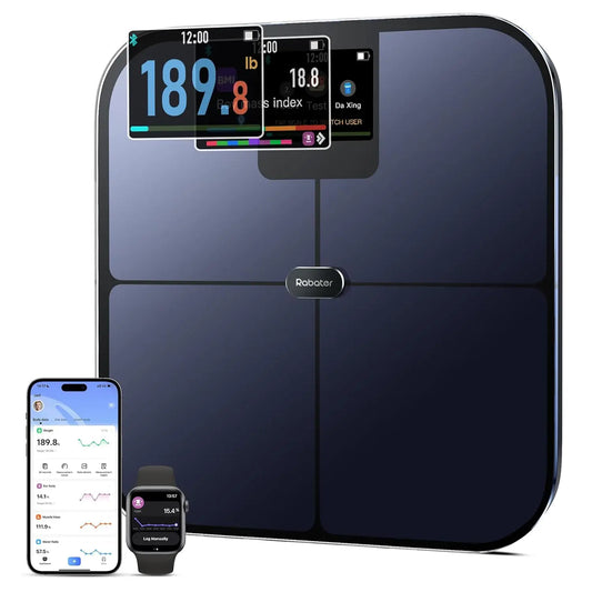 Smart Scale with Large Color Display, Tracks Body Weight BMI Muscle Mass Heart Rate, 25 Metrics, 400 lbs Capacity