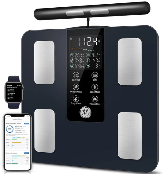8-Electrode Smart Body Scale: Measures Weight, Fat, BMI, Muscle & 27 Metrics with Bluetooth for Accurate Health Tracking