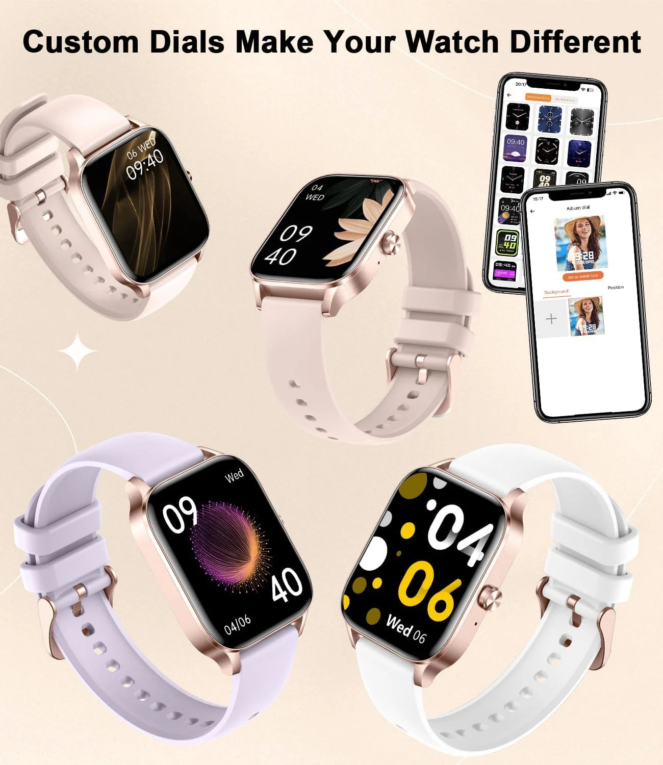 Android Smart Watch For Women(Answer/Make Calls) 1.85''Full Touch Screen Fitness Tracker Pedometer/Calories/ 100+ Sports Modes