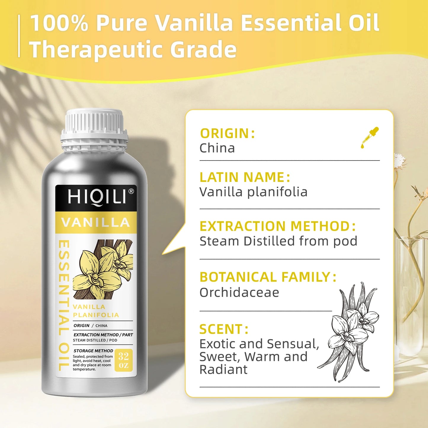 HIQILI 1000mL/32oz Vanilla Rosemary Lemongrass Essential Oil for Aromatherapy Diffusers Massage Skin Care Gifts Wholesale