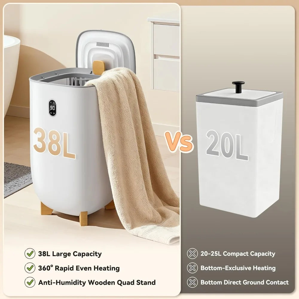 38L Towel Warmer with 2 Heat Settings Fast Heating for Towels Bathrobes Blankets Bathroom