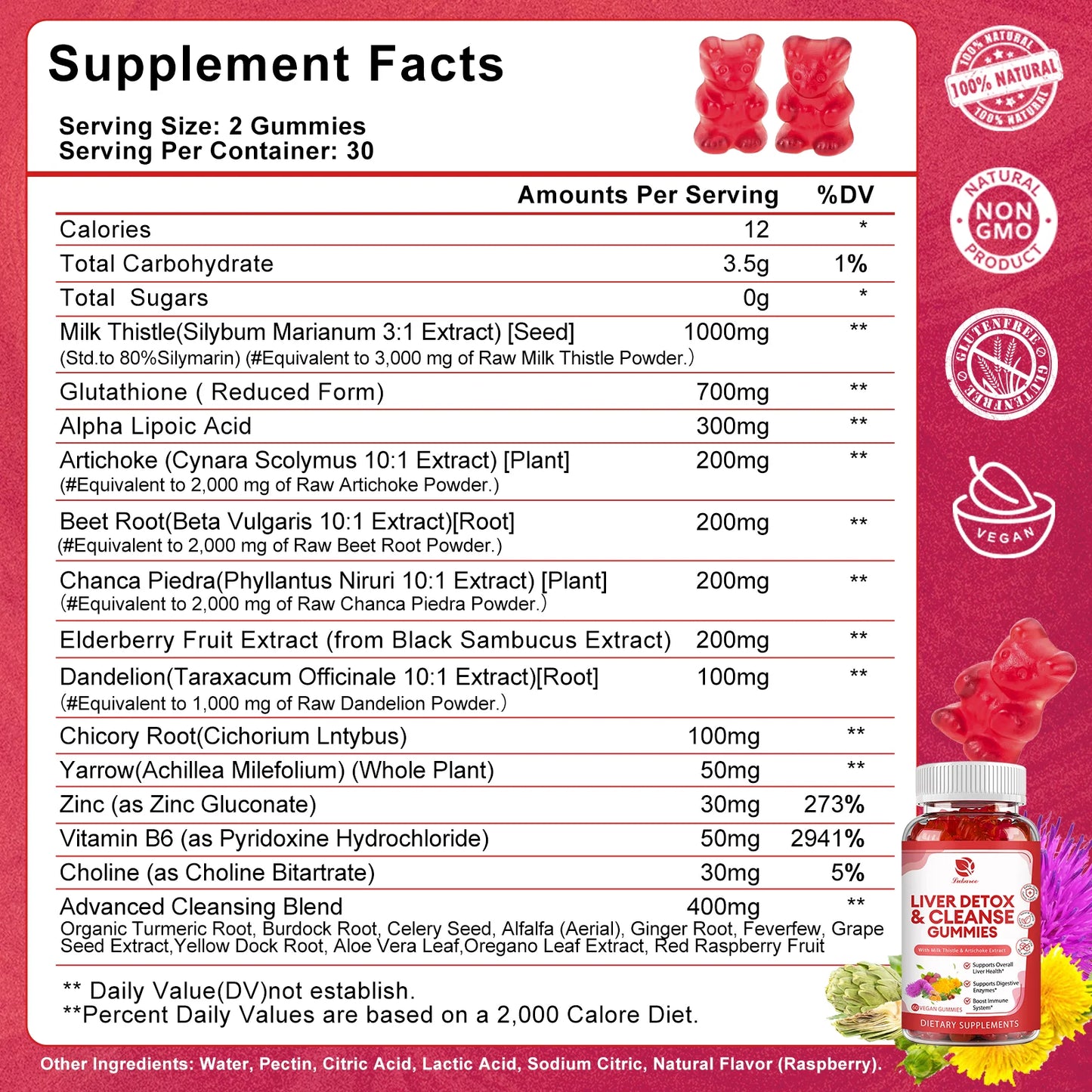 Lukaree Milk Thistle Extract Gummies for Liver Health Liver Cleansing Detox Antioxidant Whitening Immune Health Support