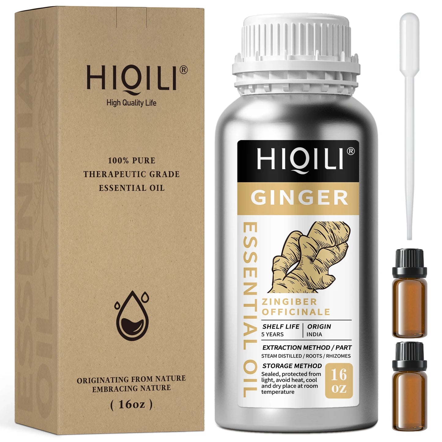 HIQILI 500ML Pure Rose Ginger Peppermint Cinnamon Essential Oil for Diffuser Aromatherapy Skin Care Massage & DIY Body Lotion