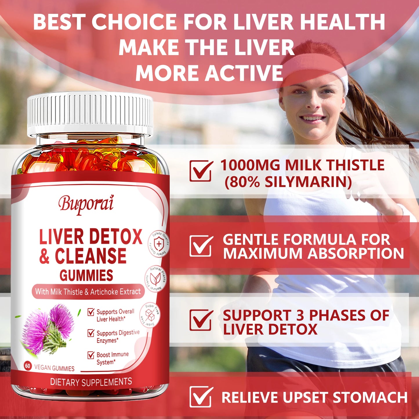 Liver Cleanse & Detox Gummies - Improve Digestion,Help Cleanse The Liver and Promote Metabolism Supplements - 60 Gummies