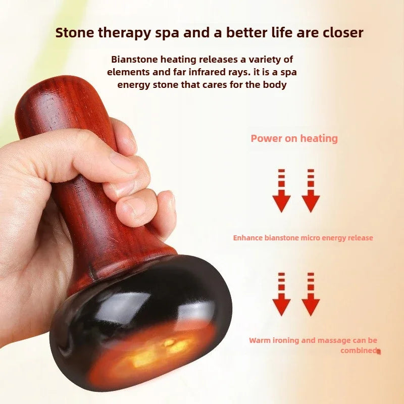 Hot Stones for Massage with Warmer Bianstone Tai Chi Ball Gua Sha Scraping Massager for Facial Eyes Abdomen Back Home Relax