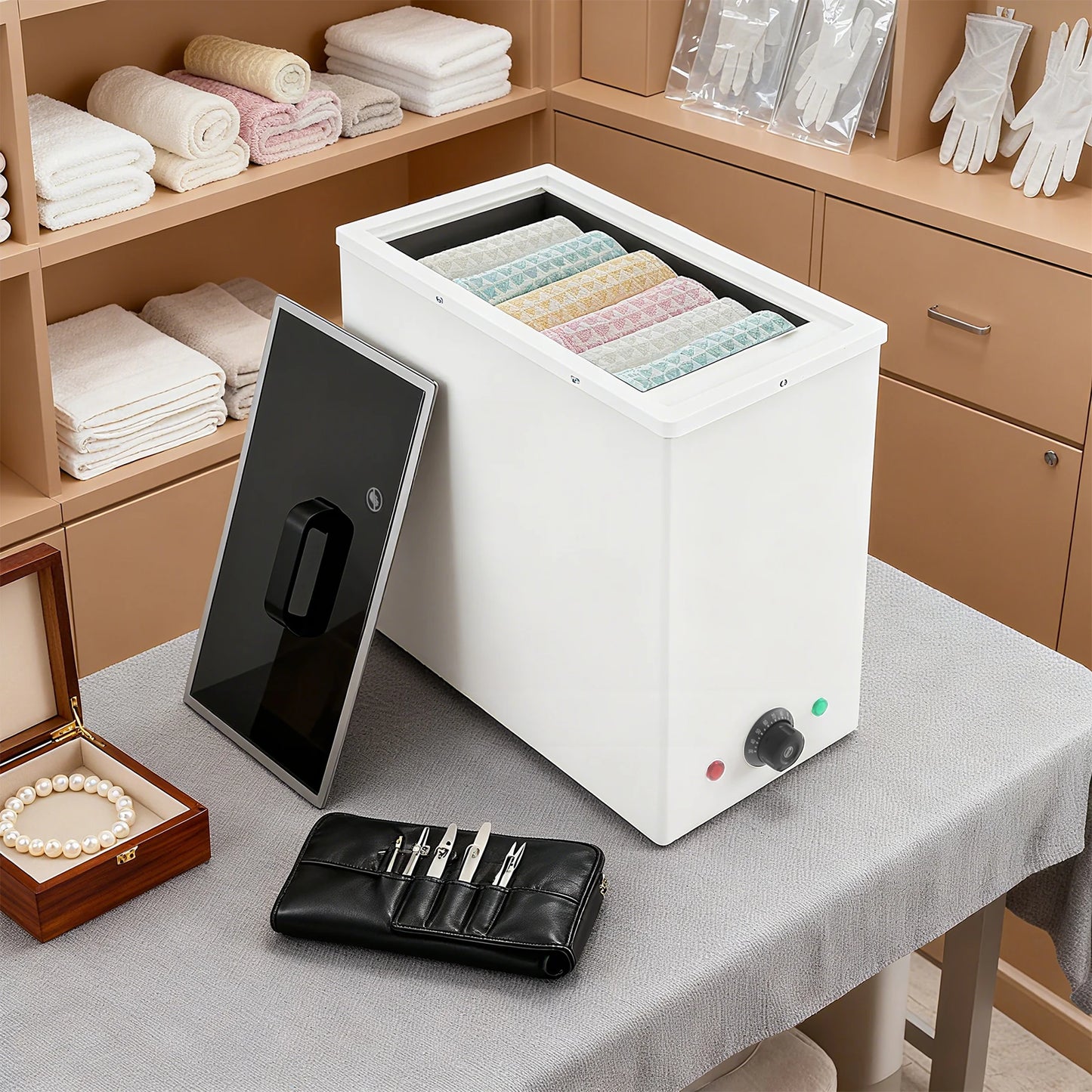 Towel Warmer with Practical Detachable Rack, Deep-Penetrating Steam Heat Expansive Volume for Massage Room Spa Home Restaurant