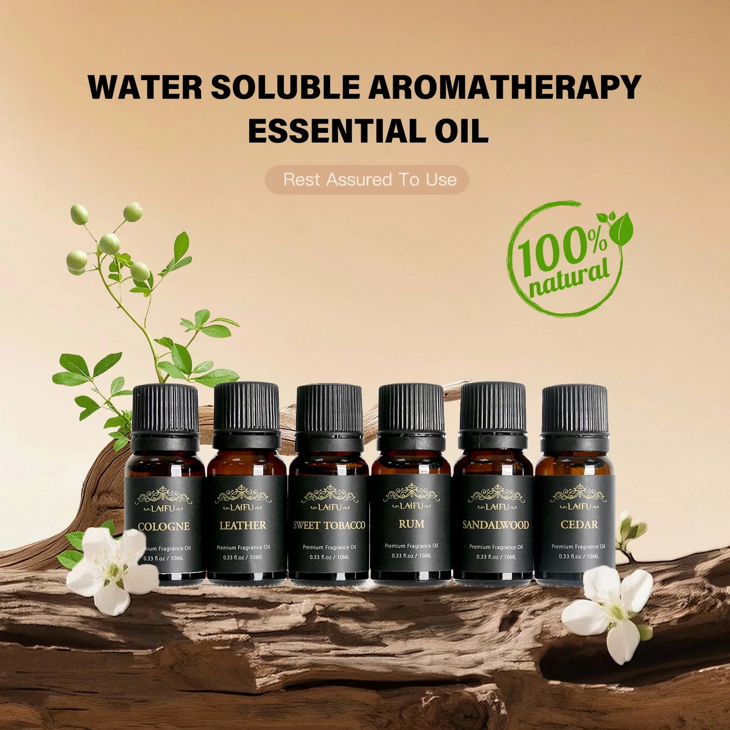Water Soluble Essential Oils Kit for Fresh Air Diffuser, Humidifier Aromatherapy Suitable For Homes, Offices and SPA, 6x10ml
