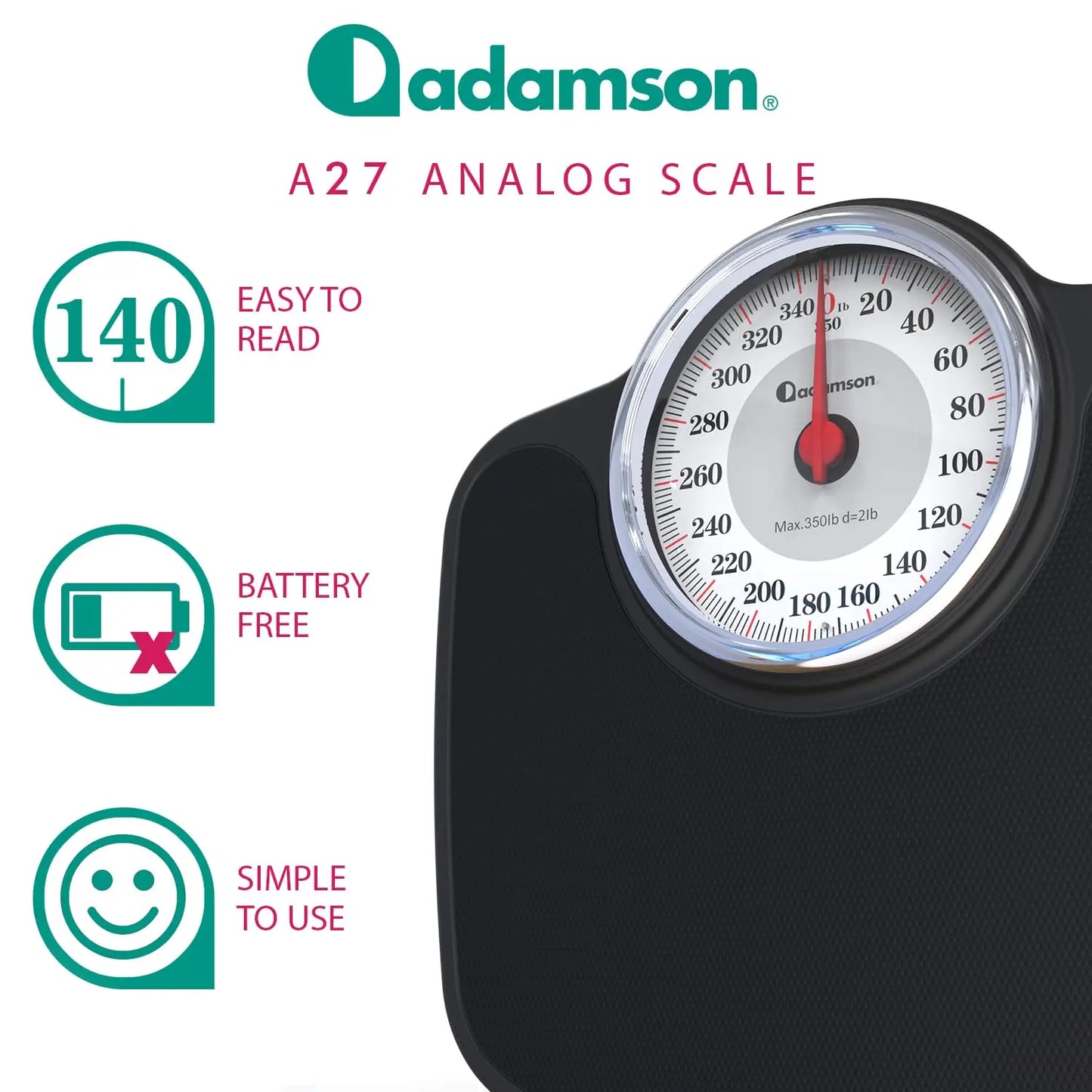 Oversize Bathroom Scale with Anti-Skid Rubber Surface, High Precision Analog for Up to 350 lb, Durable and New