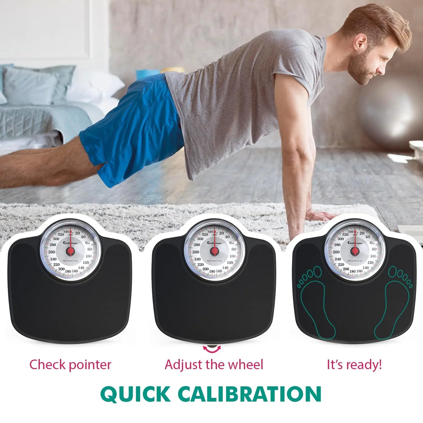 Oversize Bathroom Scale with Anti-Skid Rubber Surface, High Precision Analog for Up to 350 lb, Durable and New