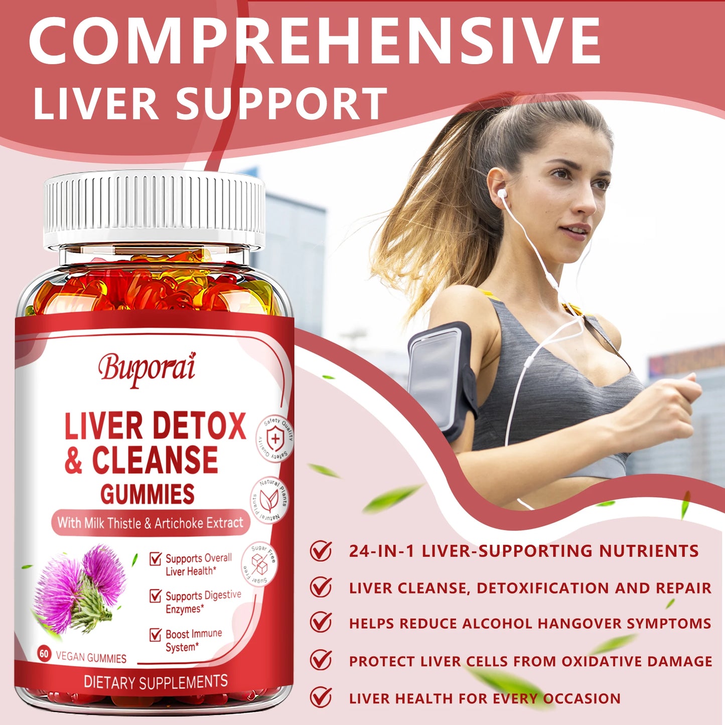 Liver Cleanse & Detox Gummies - Improve Digestion,Help Cleanse The Liver and Promote Metabolism Supplements - 60 Gummies