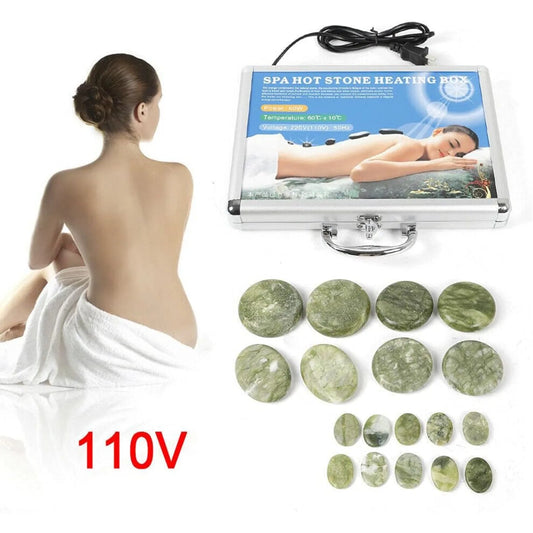16pcs Hot Stones Massage Set w/ Warmer, Heated Hot Rocks Set for Home SPA Relaxation Treatment Pain Relief