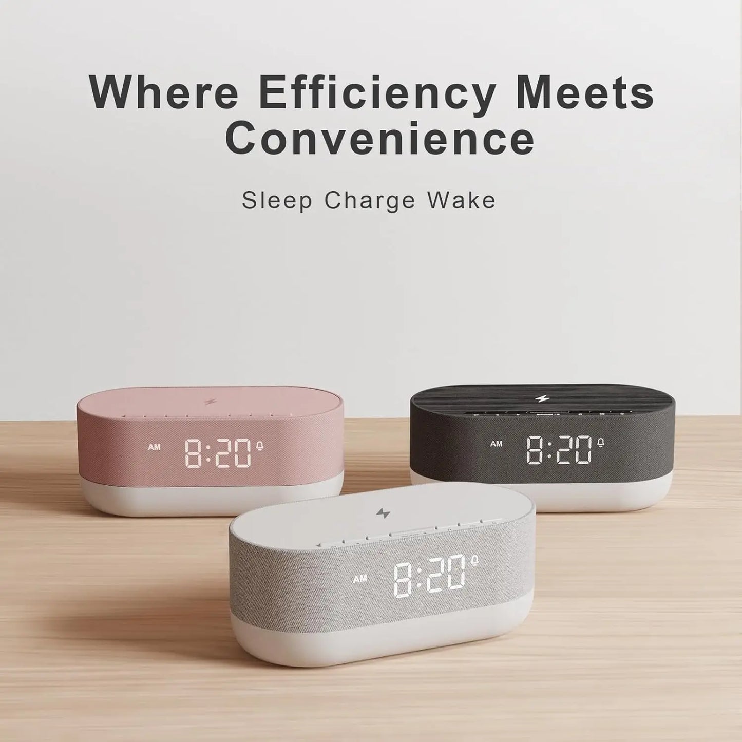 3-in-1 Sound Machine Alarm Clock with Wireless Charger: White Noise, Bluetooth Music & Custom Sleep-Wake Routine